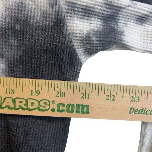 ZYIA White Tie Dye Waffle Knit Hendrix Pullover Thermal Hoodie - Picture 8 of 12